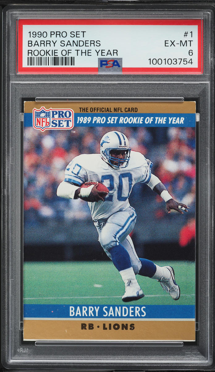 1990 Pro Set Rookie Of The Year Barry Sanders #1 PSA 6 EXMT