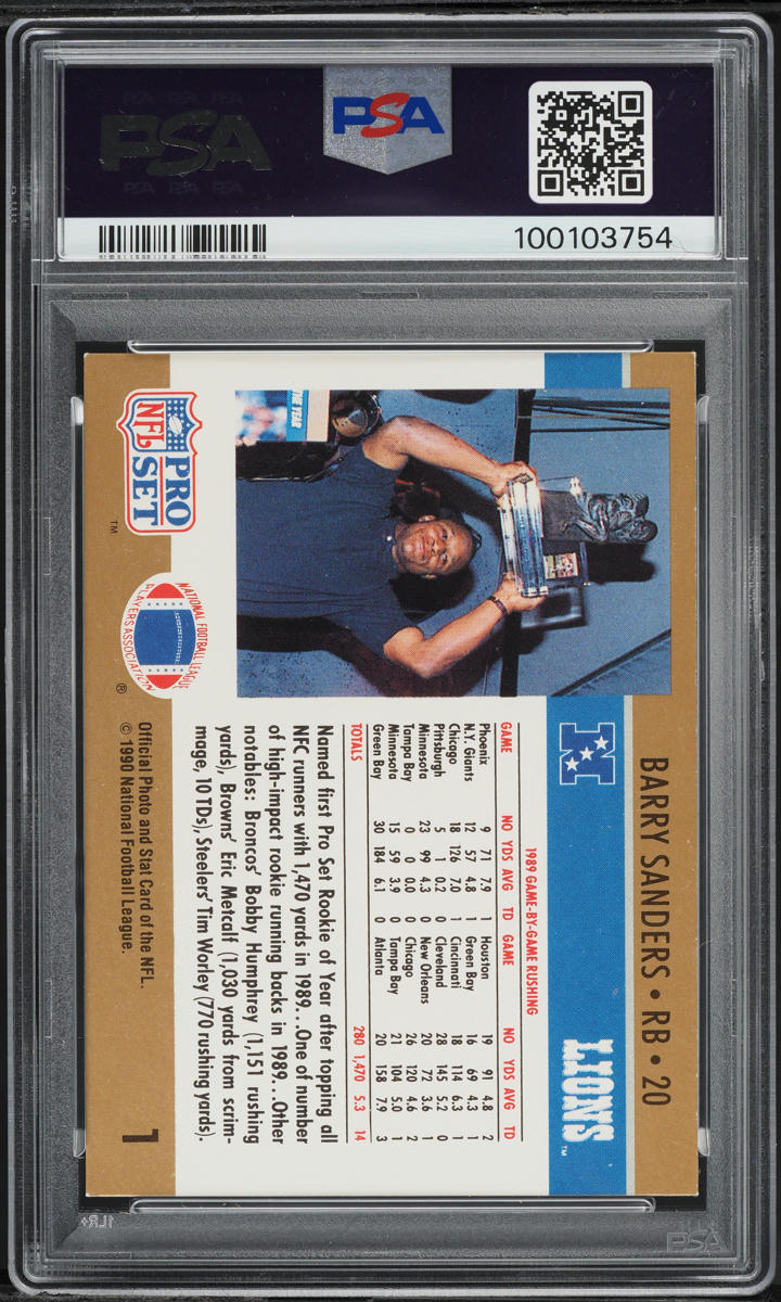 1990 Pro Set Rookie Of The Year Barry Sanders #1 PSA 6 EXMT