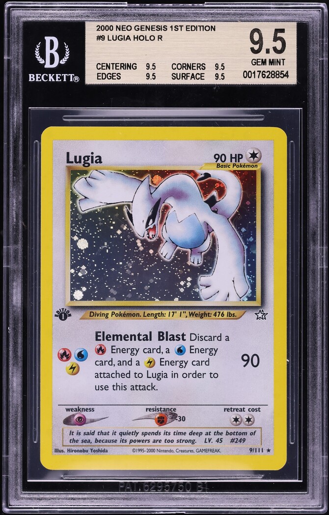 holographic lugia card 2000 Pokemon Neo Genesis 1st Edition Holo Lugia #9 BGS 9.5 GEM MINT on  Fanatics Collect