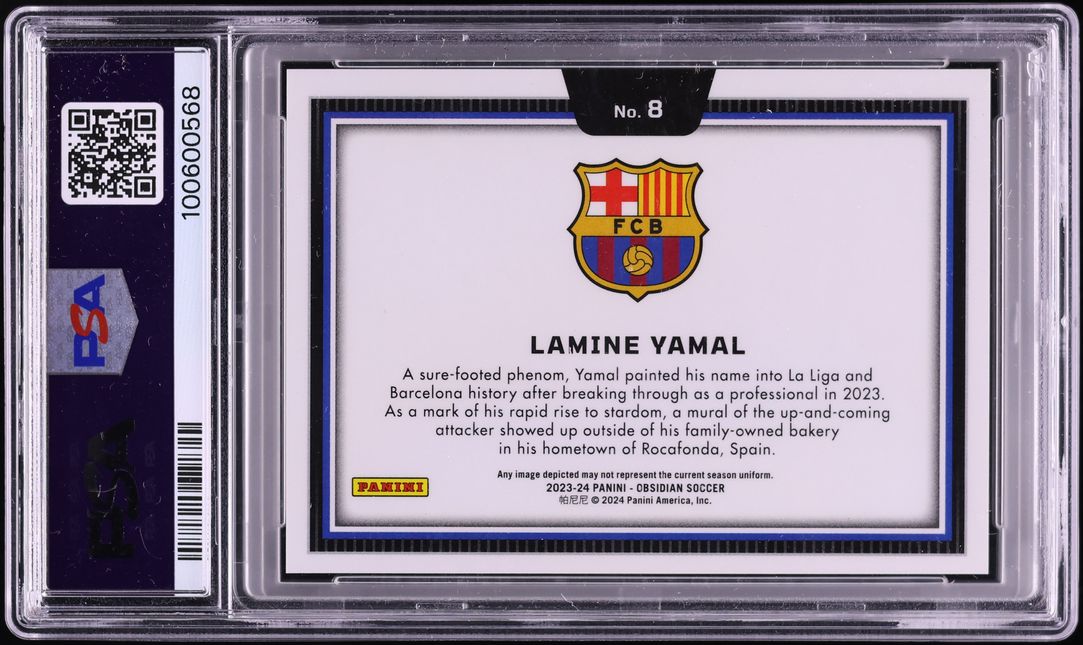 2023 Panini Obsidian Black Colorblast Lamine Yamal ROOKIE #8 PSA 9 MINT