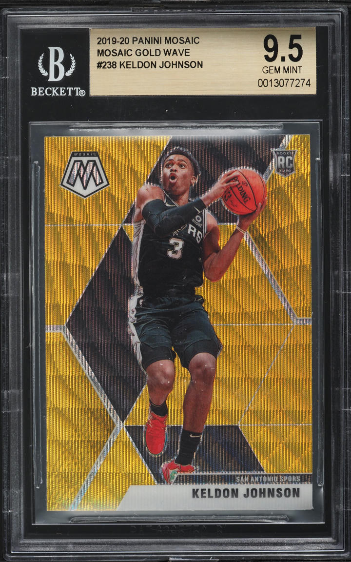 2019 Panini Mosaic Gold Wave Keldon Johnson ROOKIE #238 BGS 9.5 GEM MINT