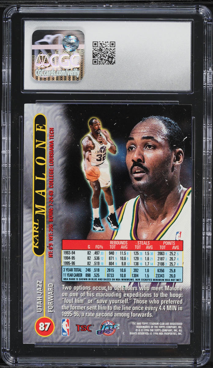 1996 Stadium Club Matrix Karl Malone #87 CGC 10 GEM MINT