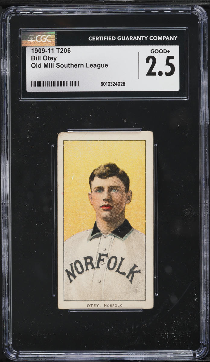1909-11 T206 Bill Otey SOUTHERN LEAGUER, OLD MILL CGC 2.5 GD+