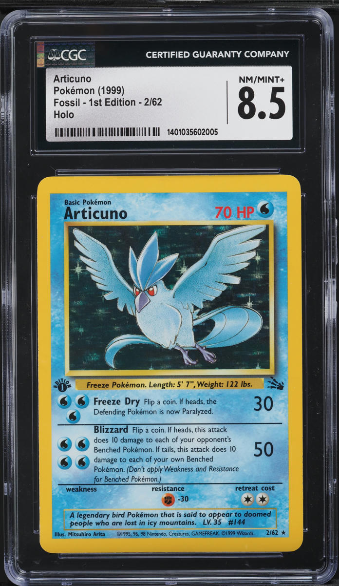 1999 Pokemon Fossil 1st Edition Holo Articuno #2 CGC 8.5 NM-MT+ on Fanatics  Collect