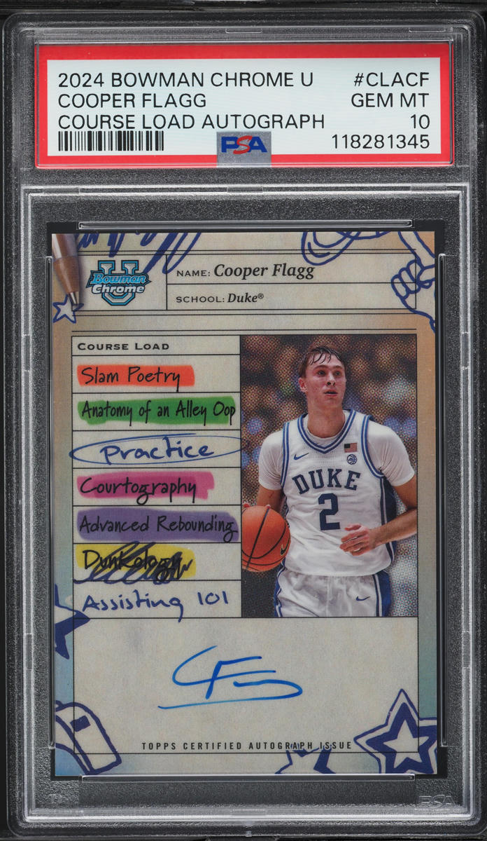 thumbnail image 2 of Cooper Flagg 2024-25 Bowman Saphire Rookie Auto PSA 10 | Duke Blue Devils NCAA Sports Card 2 of 5
