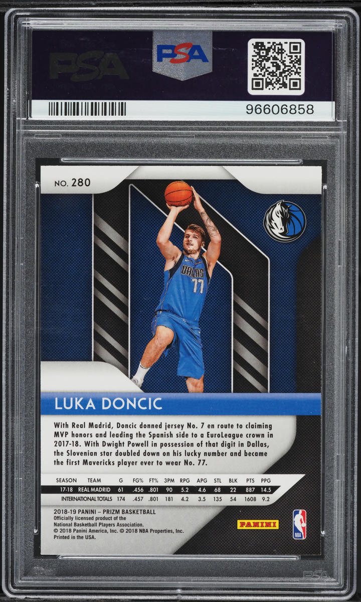 2018 Panini Prizm Luka Doncic ROOKIE #280 PSA 9 MINT on Fanatics