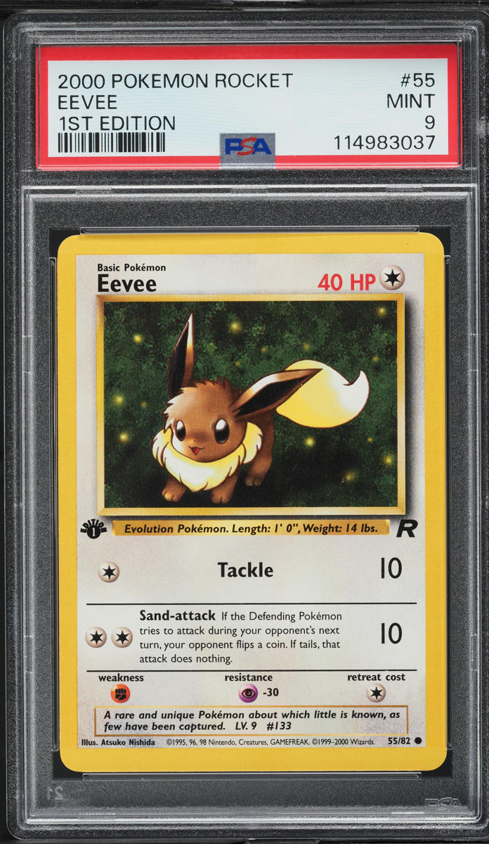 2000 Pokemon Team Rocket 1st Edition Eevee #55 PSA 9 MINT