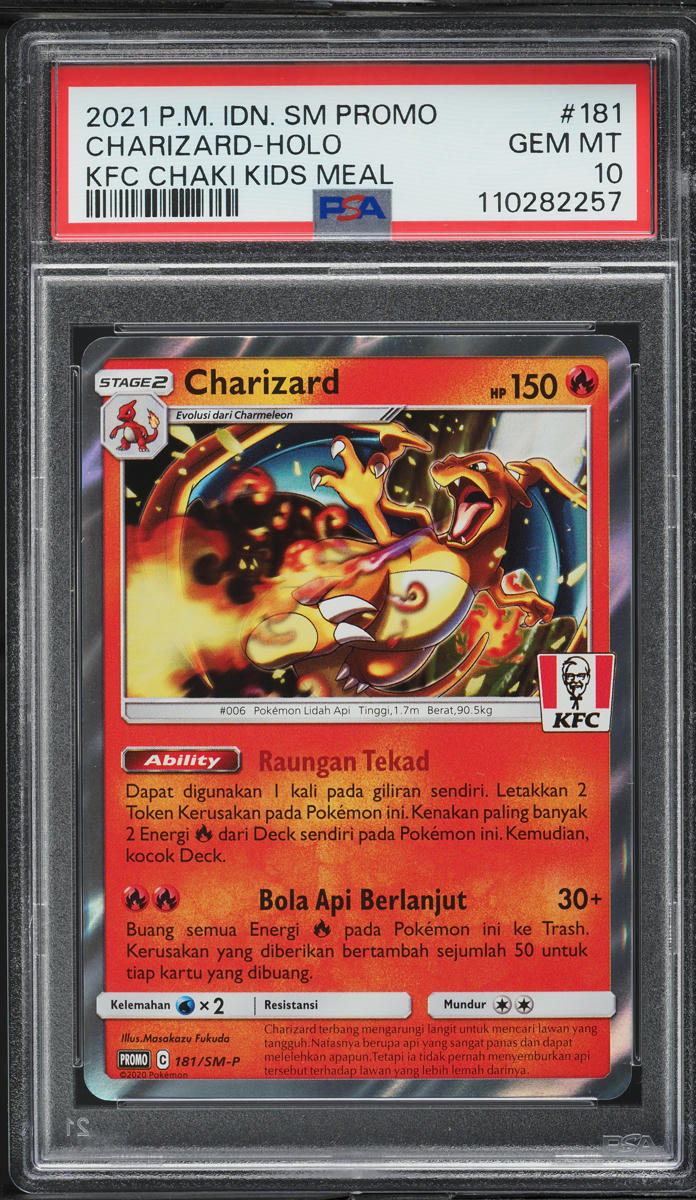 2021 Pokemon Indonesian Sun & Moon KFC Promo Holo Charizard #181 PSA 10 GEM MINT