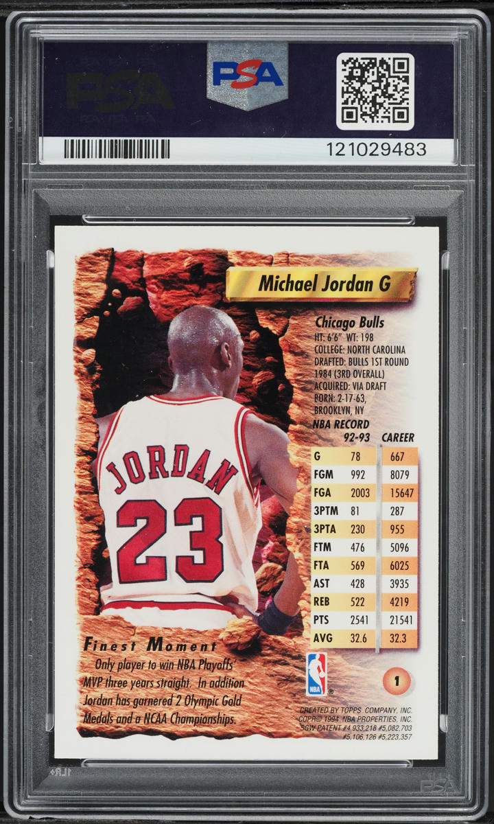 1993 Finest Basketball Michael Jordan #1 PSA 8 NM-MT