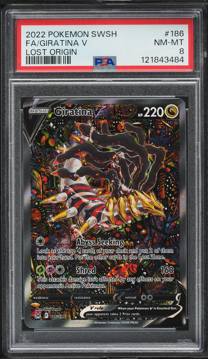 2022 Pokemon Sword & Shield Lost Origin Alt Art Giratina V #186 PSA 8 NM-MT