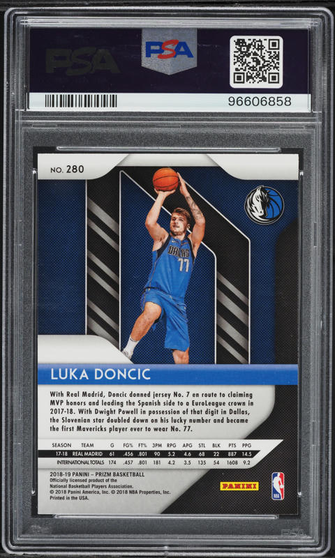 2018 Panini Prizm Luka Doncic ROOKIE #280 PSA 9 MINT on Fanatics
