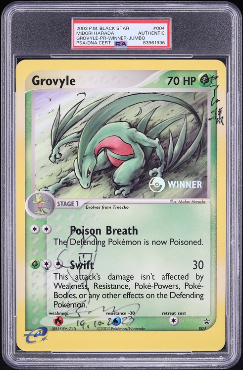 2003 Pokemon Black Star Promo Winner Jumbo Grovyle AUTO #4 PSA AUTH on  Fanatics Collect
