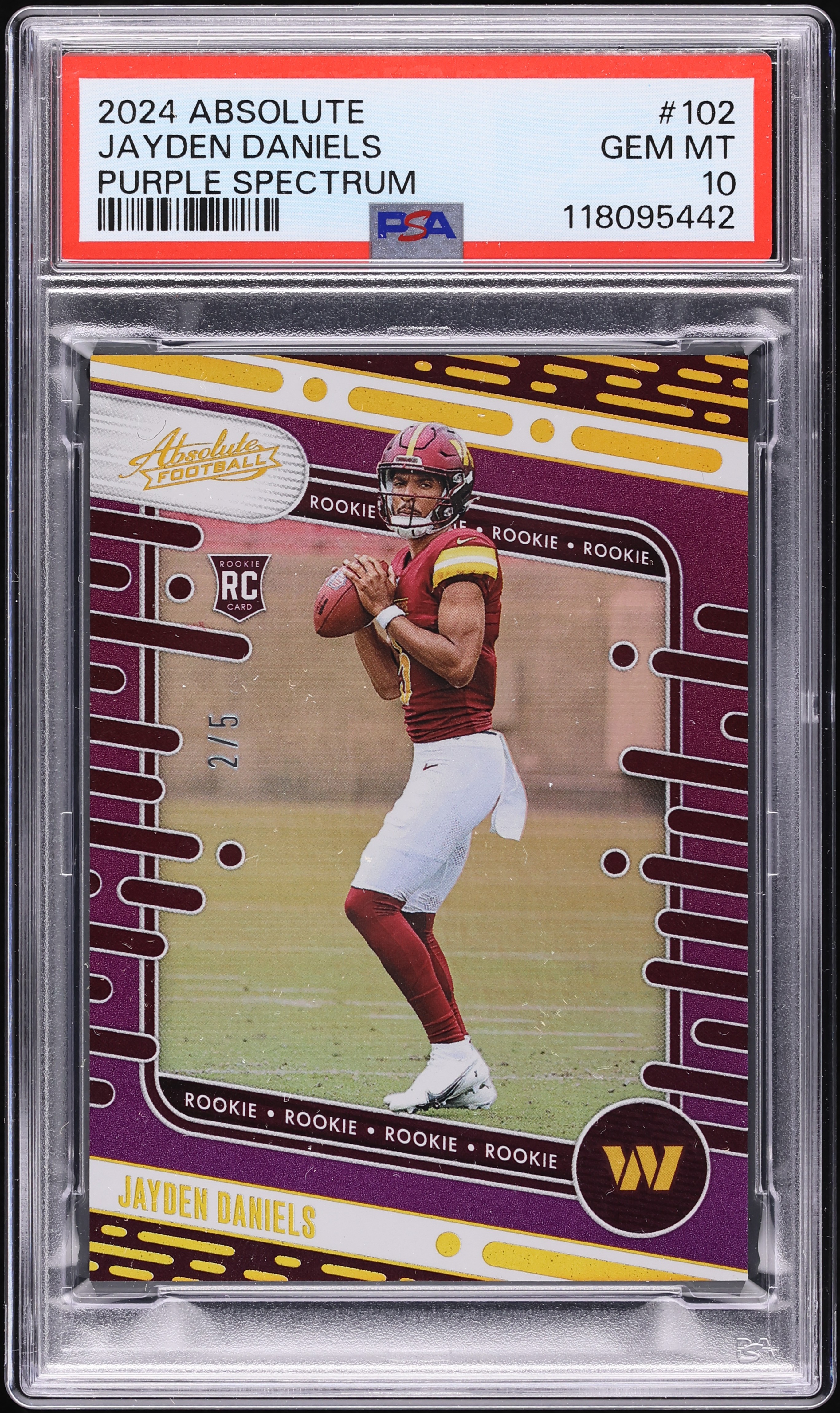 2024 Panini Absolute Football Spectrum Purple Jayden Daniels #102 PSA 10