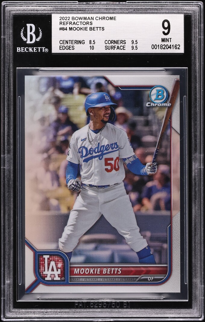 2022 Bowman Chrome Refractors Mookie Betts #84 BGS 9 MINT