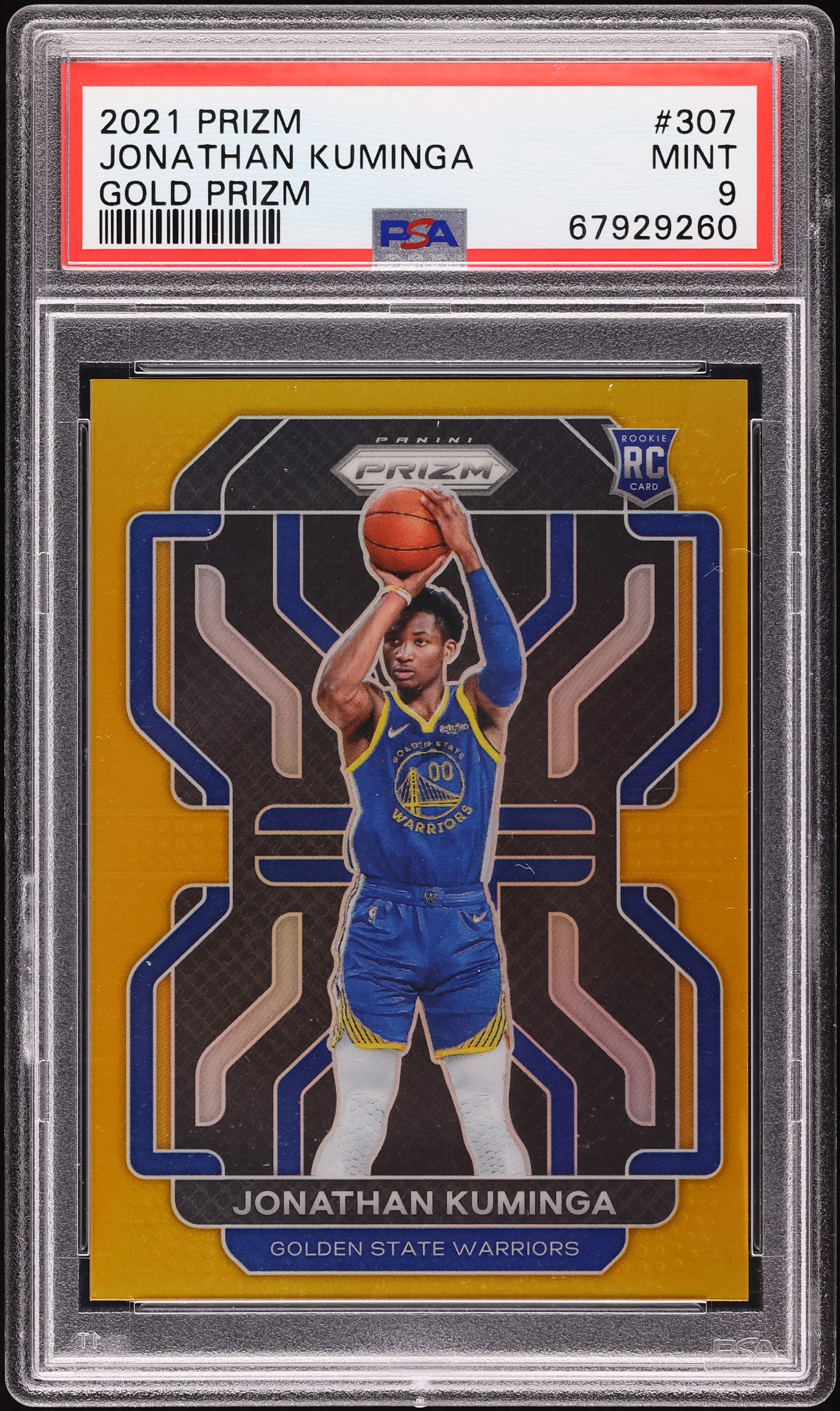 2021 Panini Prizm Gold Jonathan Kuminga ROOKIE /10 #307 PSA 9 MINT