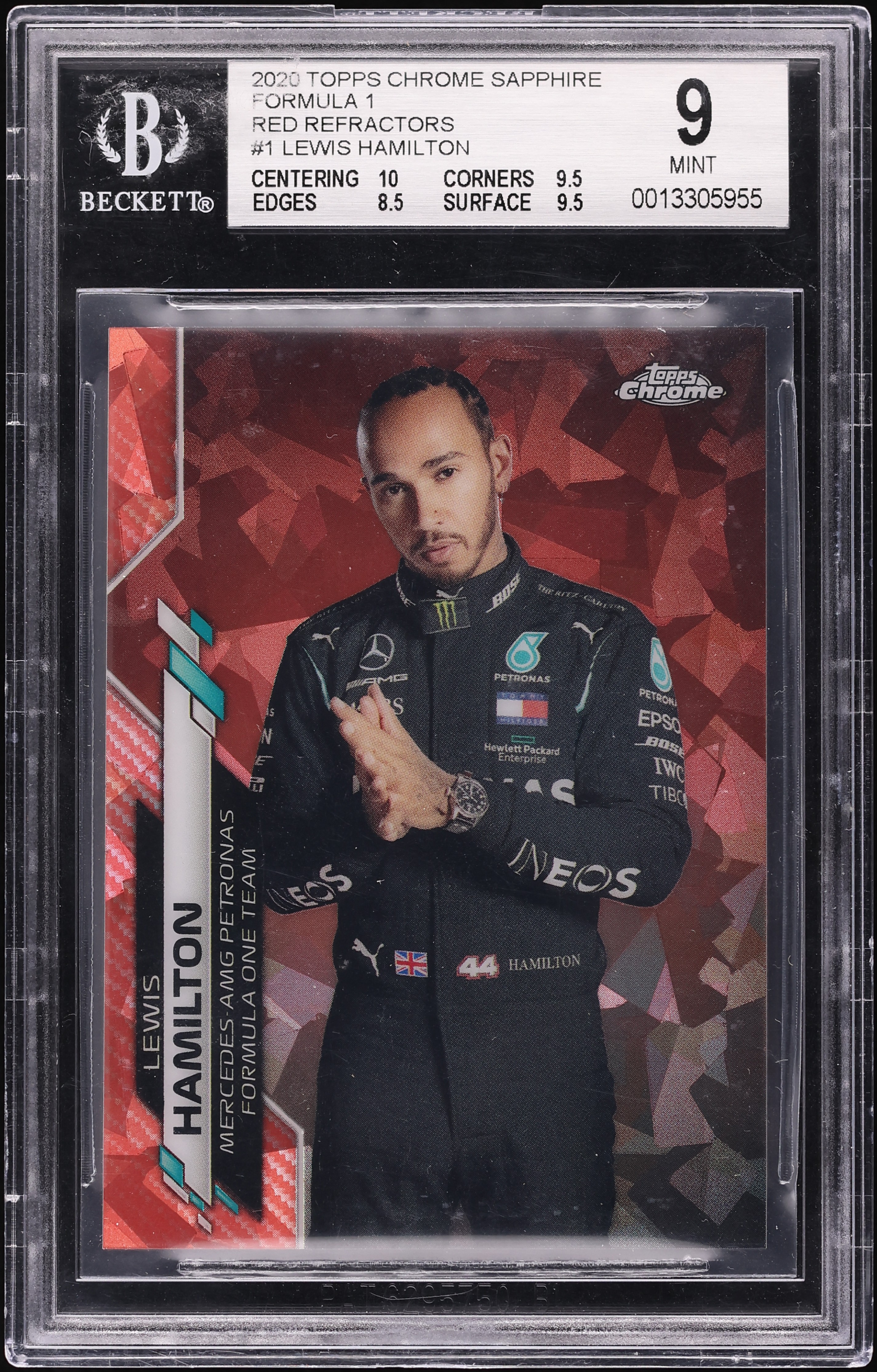 2020 Topps Chrome Sapphire Formula 1 F1 Red Refractor Lewis