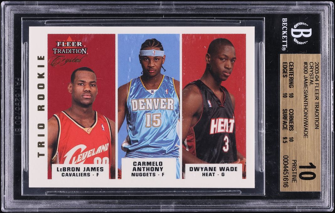 2003 Fleer Tradition Crystal LeBron James Dwyane Wade Anthony ROOKIE /50 BGS 10