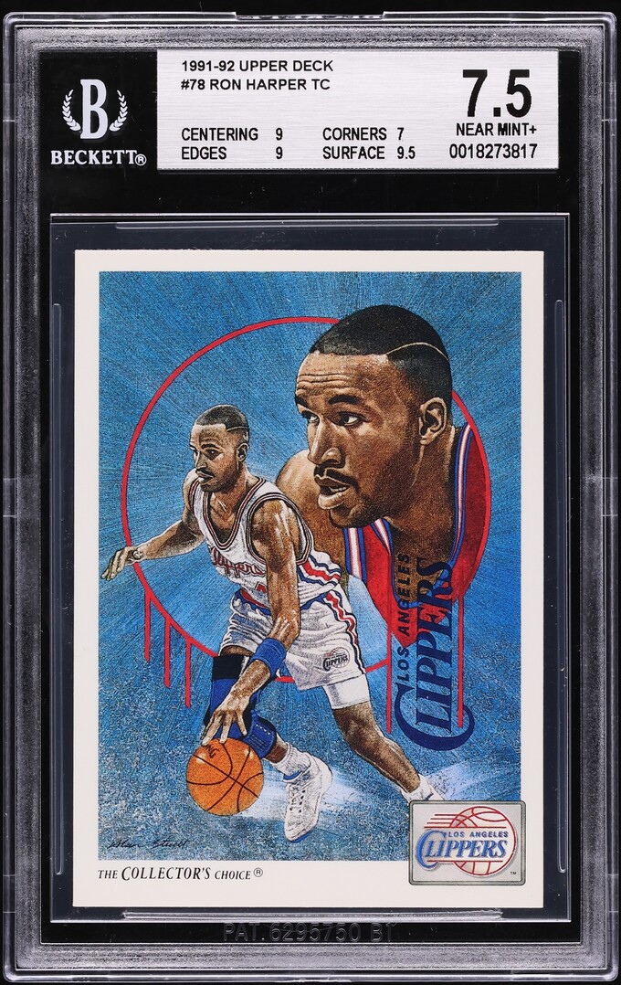1991 Upper Deck Basketball Ron Harper #78 BGS 7.5 NRMT+ on