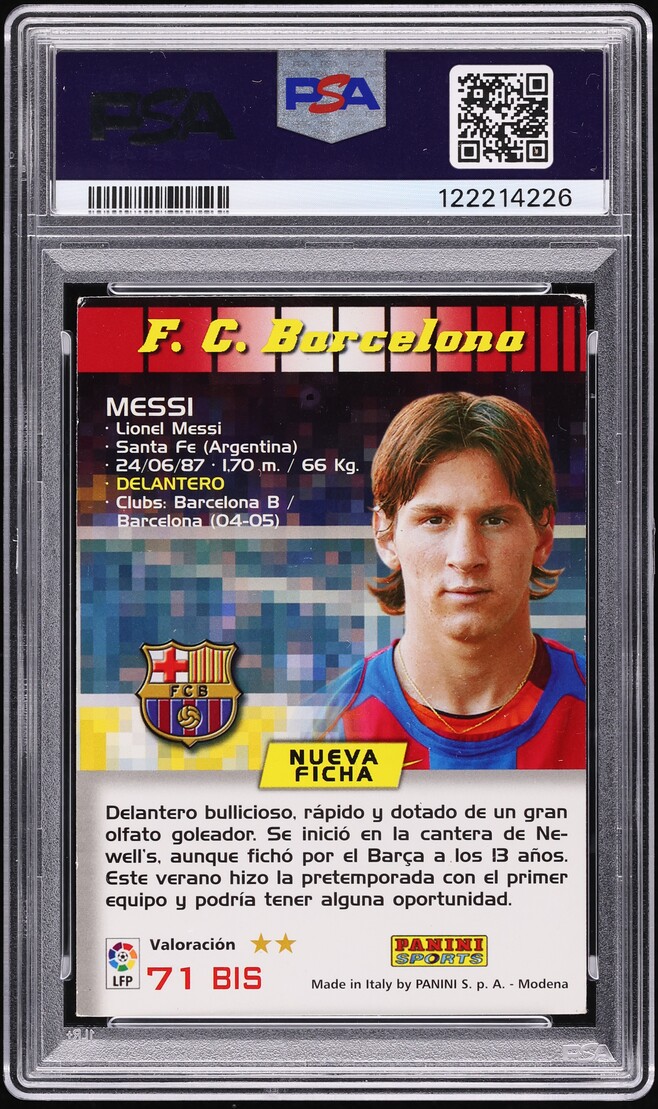 2004 Panini Sports Mega Cracks La Liga Lionel Messi ROOKIE #71 PSA 3 VG