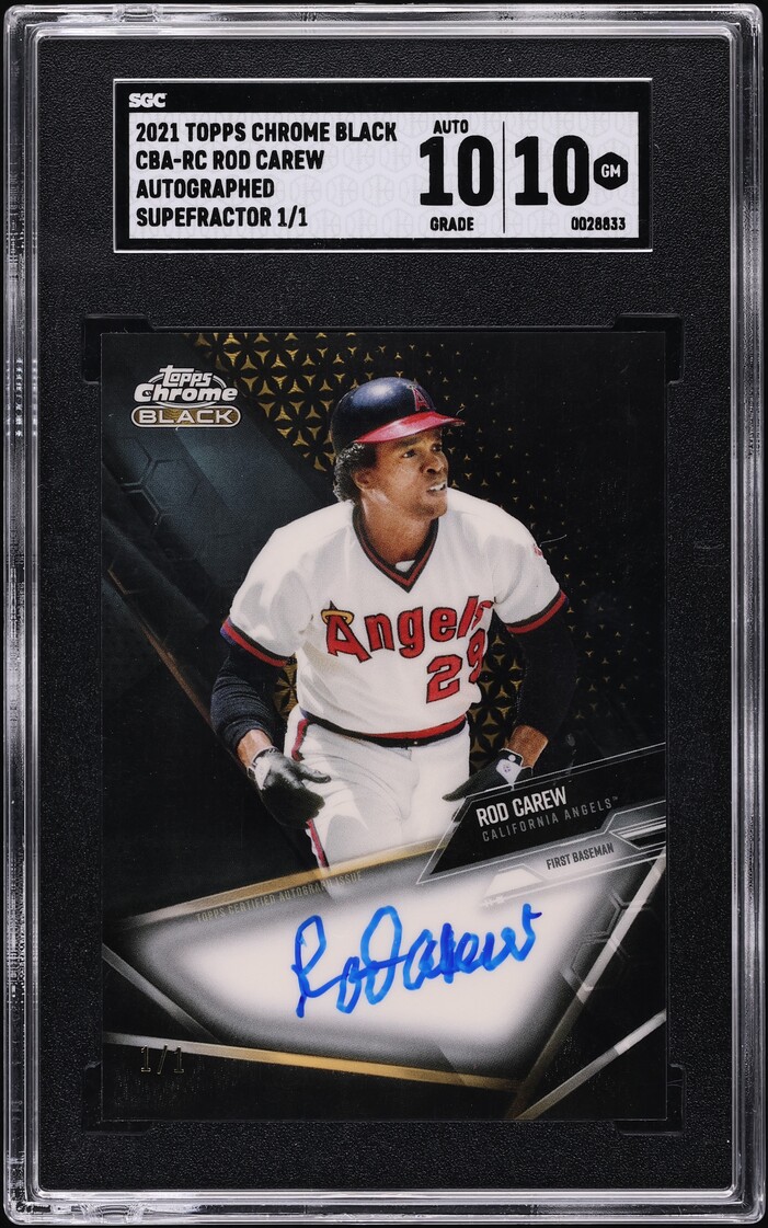 2021 Topps Chrome Black Superfractor Rod Carew AUTO 1/1 #CBA-RC SGC 10 GEM MINT
