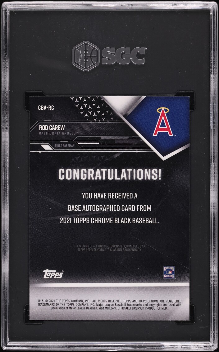 2021 Topps Chrome Black Superfractor Rod Carew AUTO 1/1 #CBA-RC SGC 10 GEM MINT