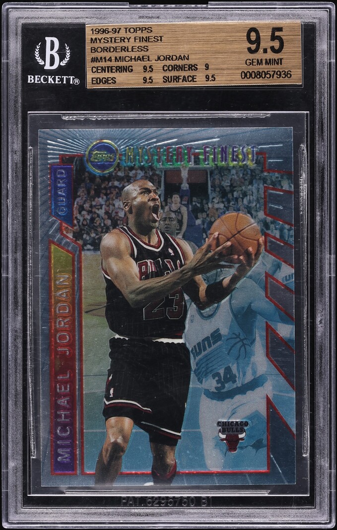 1996 Topps Mystery Finest Borderless Michael Jordan #M14 BGS 9.5 GEM MINT