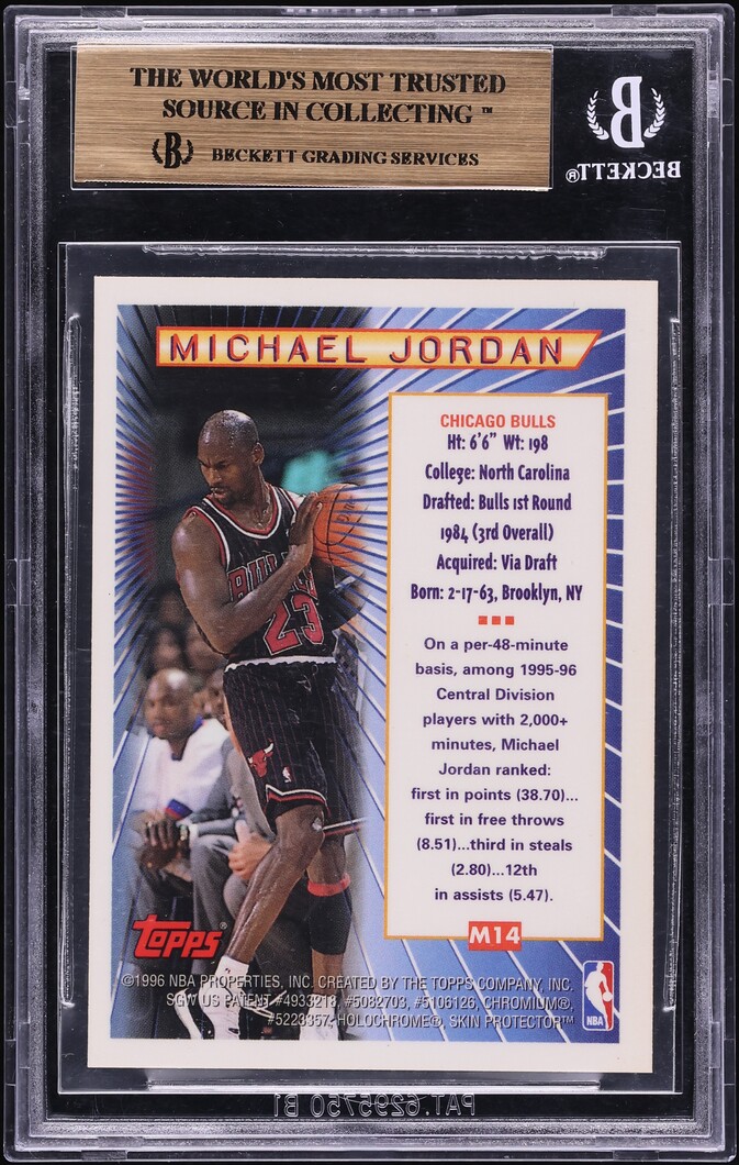 1996 Topps Mystery Finest Borderless Michael Jordan #M14 BGS 9.5 GEM MINT