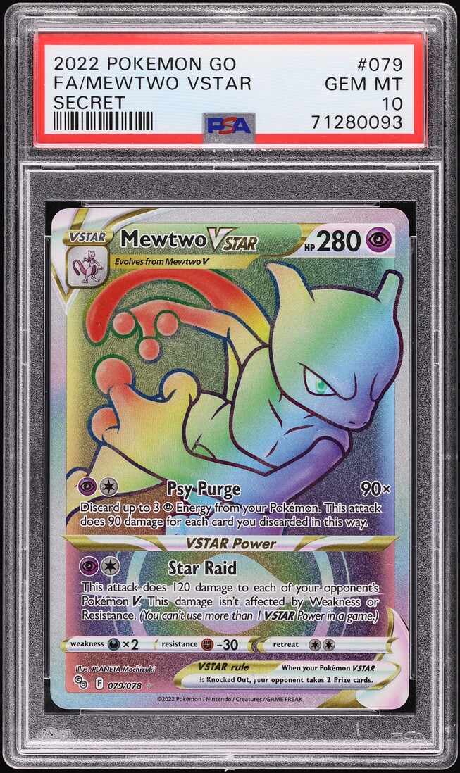 2022 Pokemon SWSH Pokemon GO Hyper Rare Mewtwo VSTAR #79 PSA 10 GEM MINT