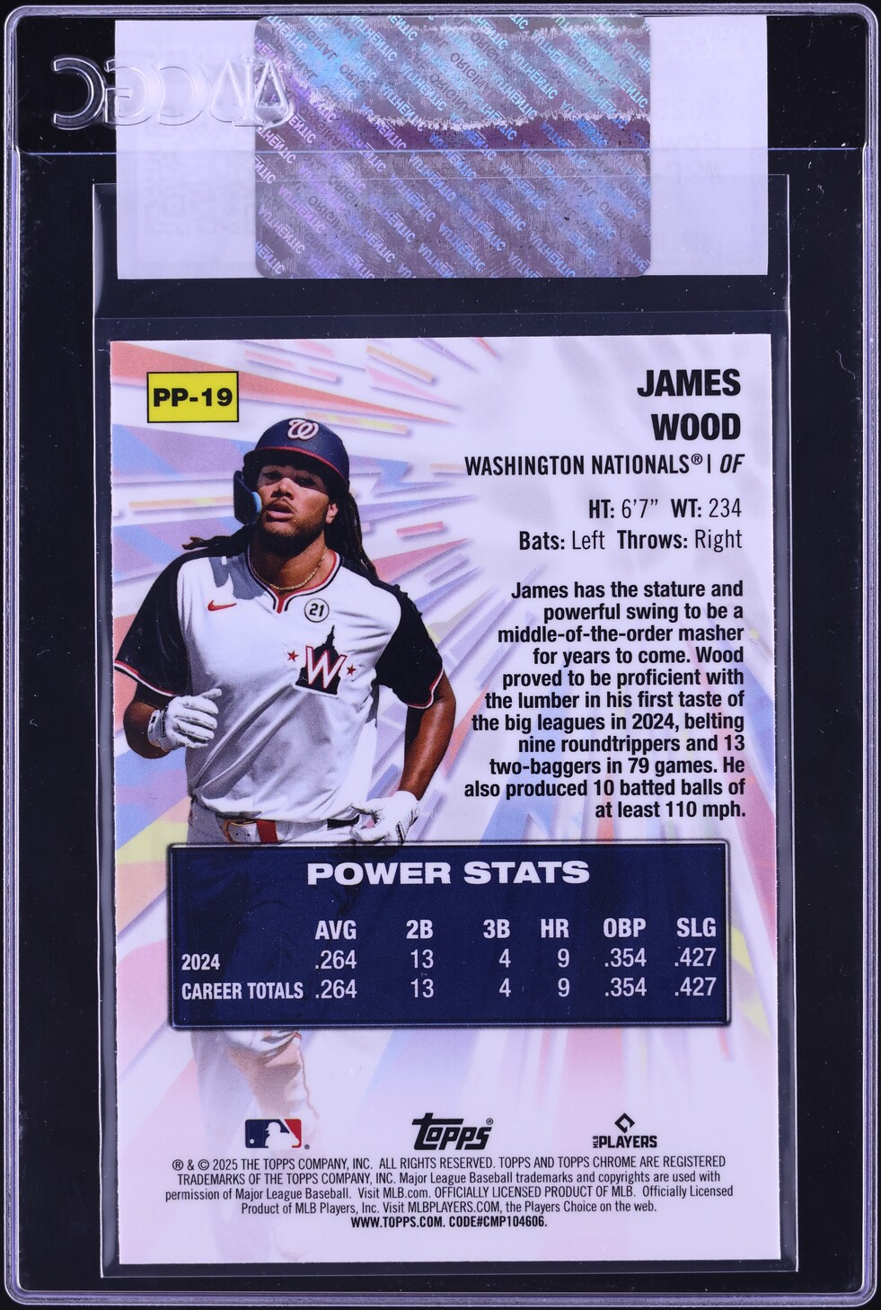 2025 Topps Chrome Power Players James Wood ROOKIE #PP-19 CGC AUTH