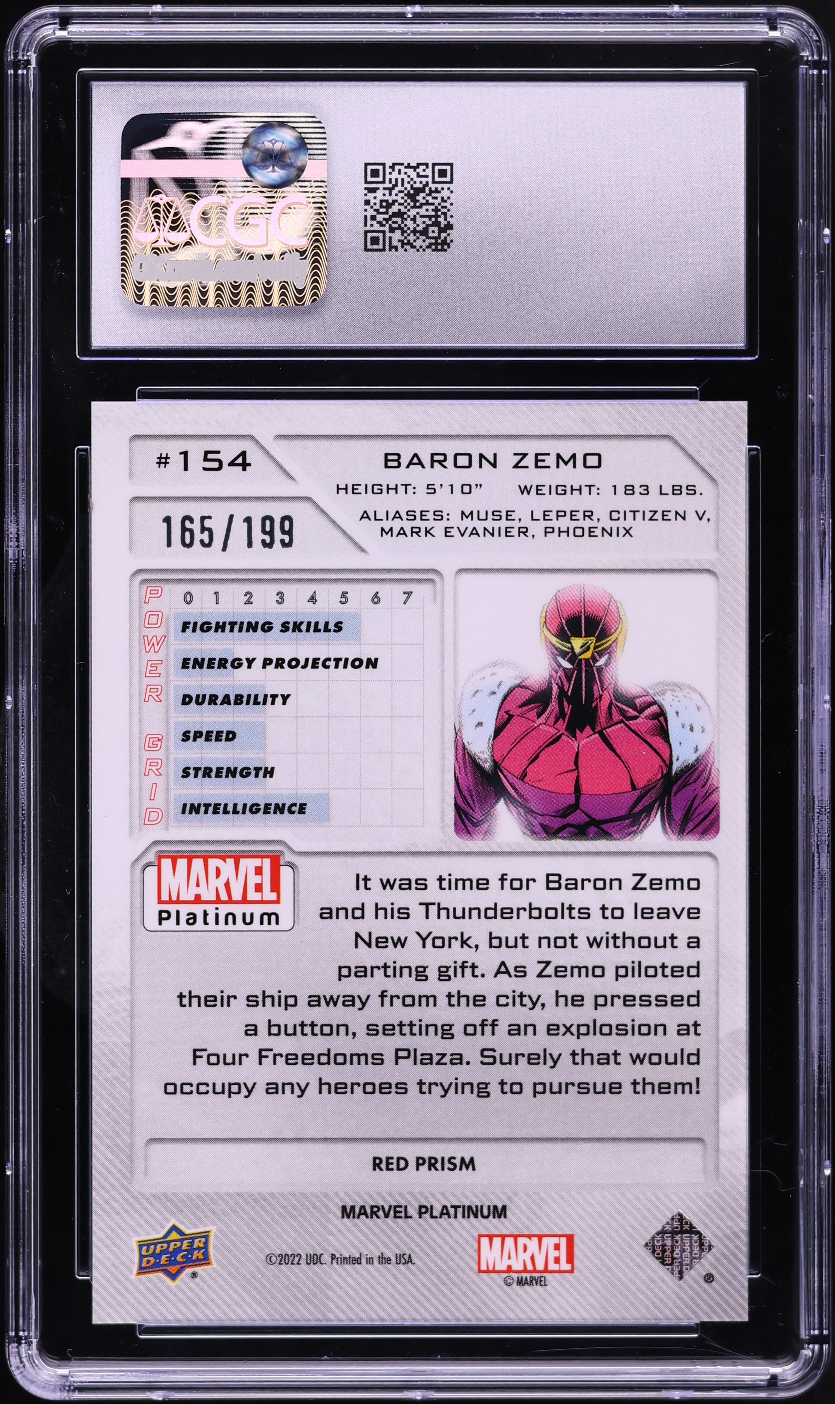 2024 Upper Deck Marvel Platinum Red Prism Baron Zemo /199 #154 CGC
