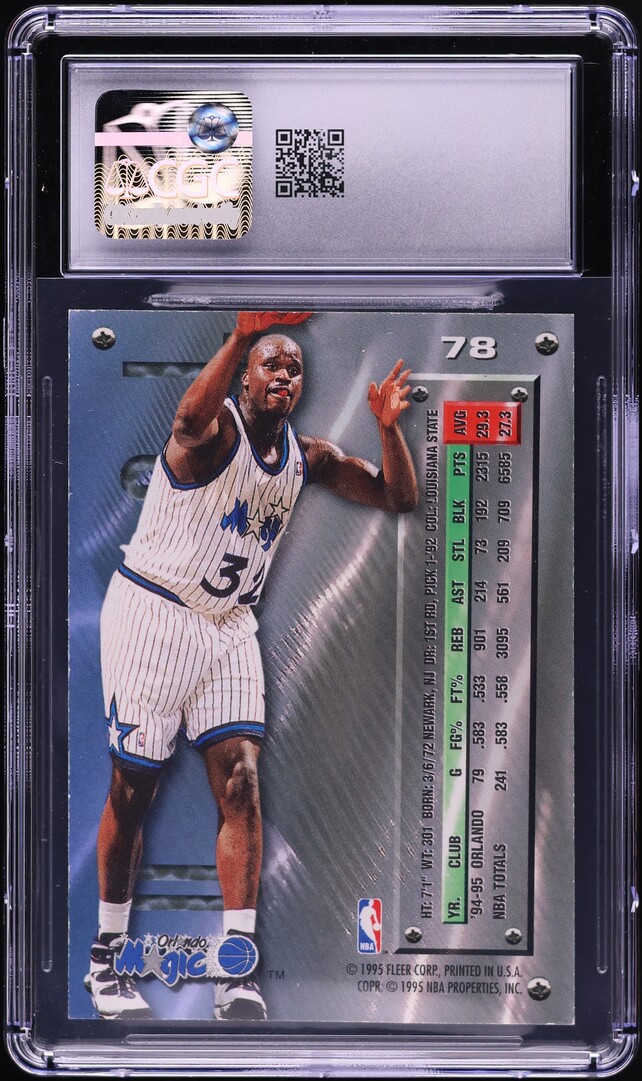 1995 Metal Basketball Shaquille O'Neal #78 CGC 7.5 NRMT+