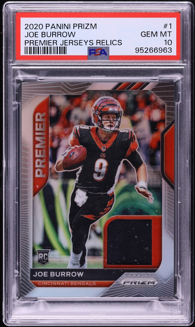 2020 Panini Prizm Premier Joe Burrow ROOKIE PATCH #1 PSA 10 GEM MINT