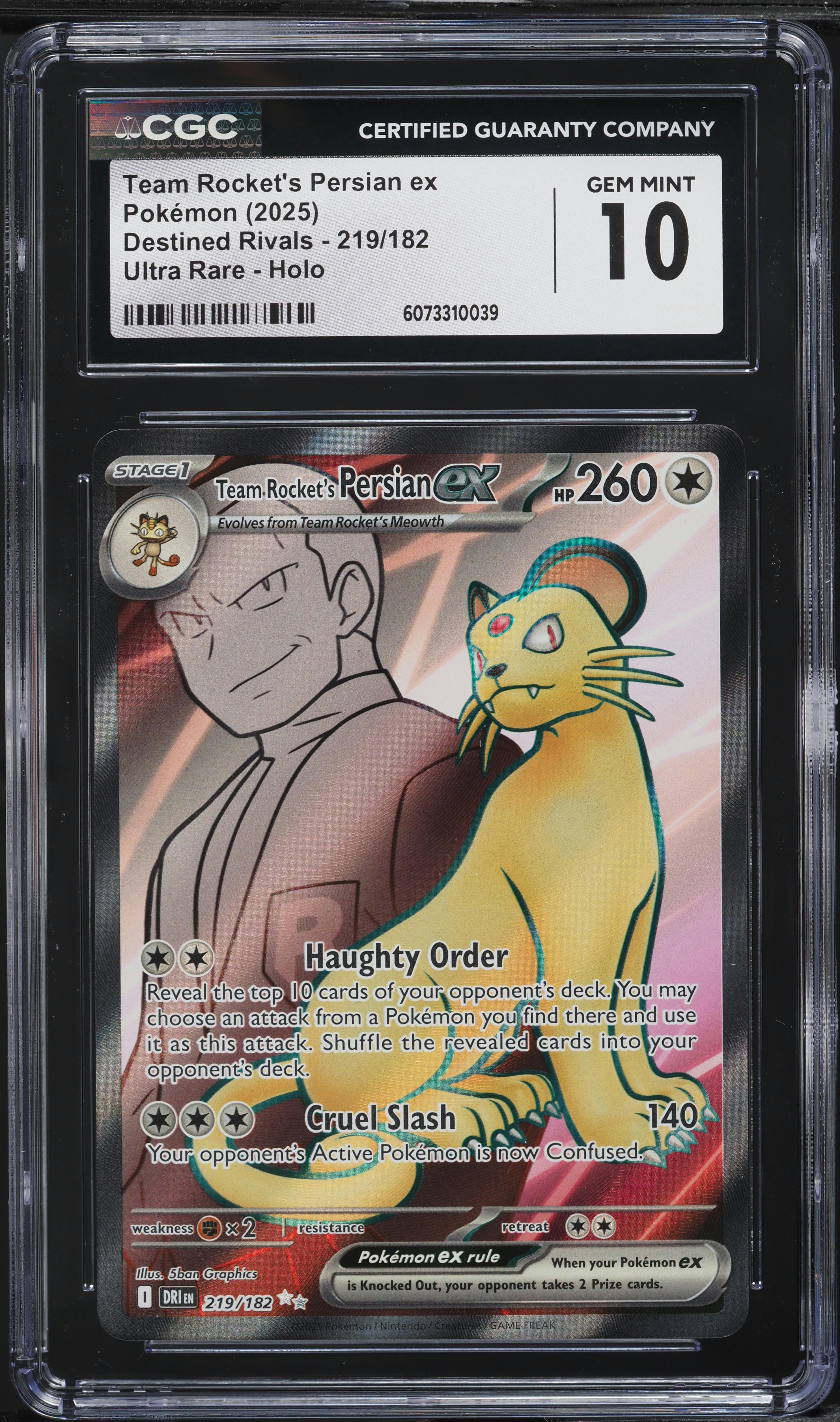 2025 Pokemon SV Destined Rivals Full Art Team Rocket's Persian ex