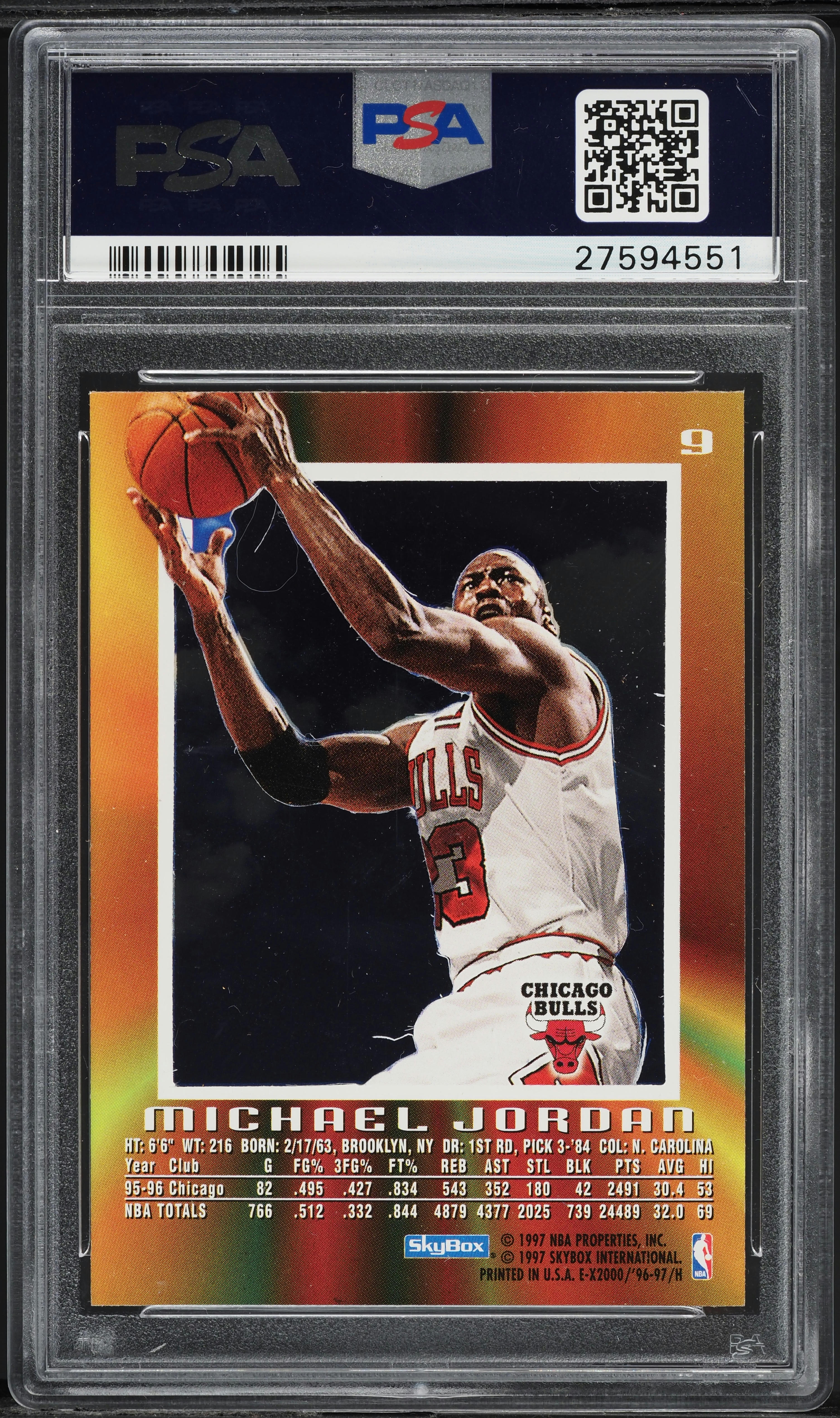 その他 1996 L MICHAEL JORDAN PSA 9 MINT 1996 Skybox E-X2000 Michael Jordan #9 PSA 9 MINT on Fanatics Collect