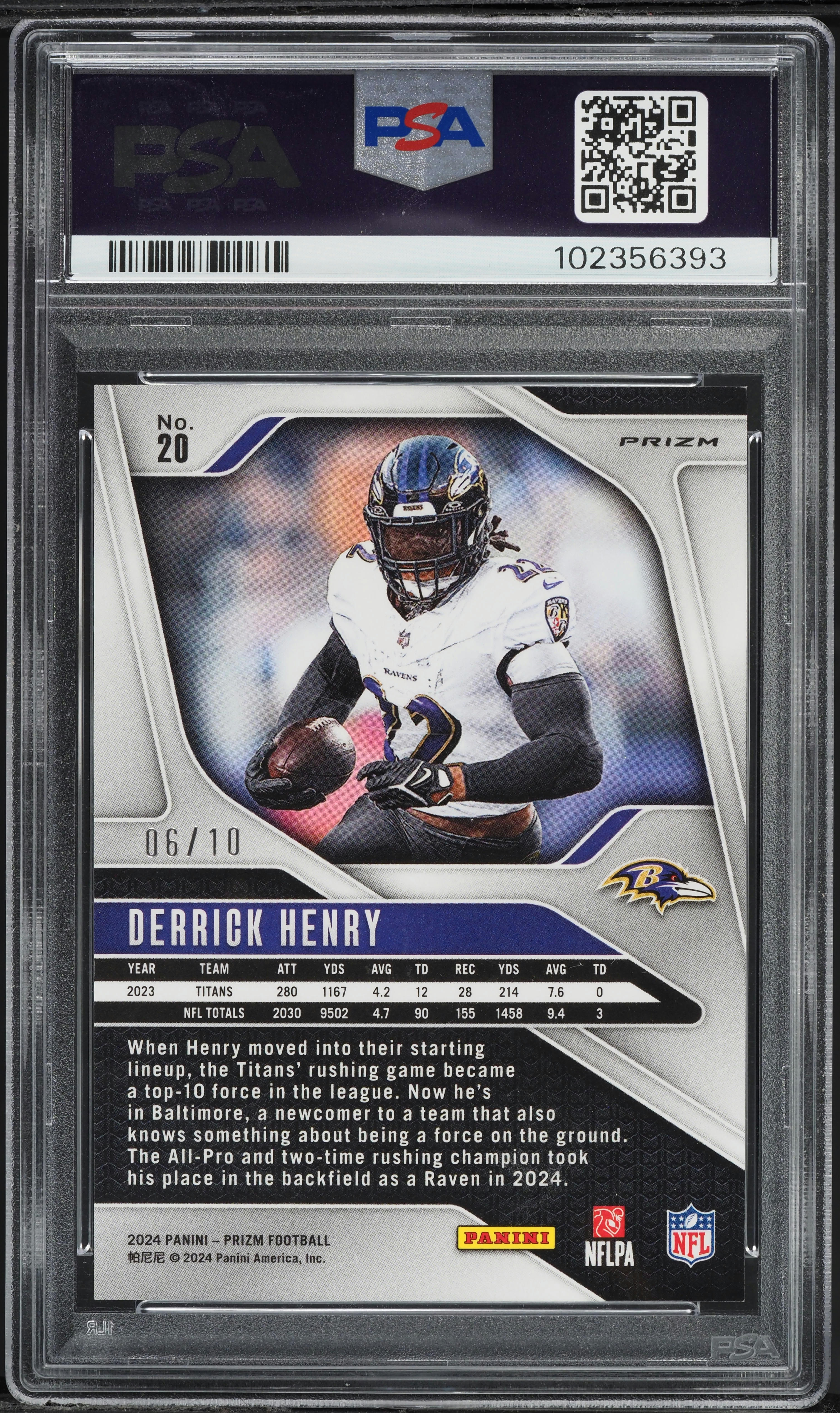 2024 Panini Prizm Gold Choice Derrick Henry /10 #20 PSA 9 MINT on