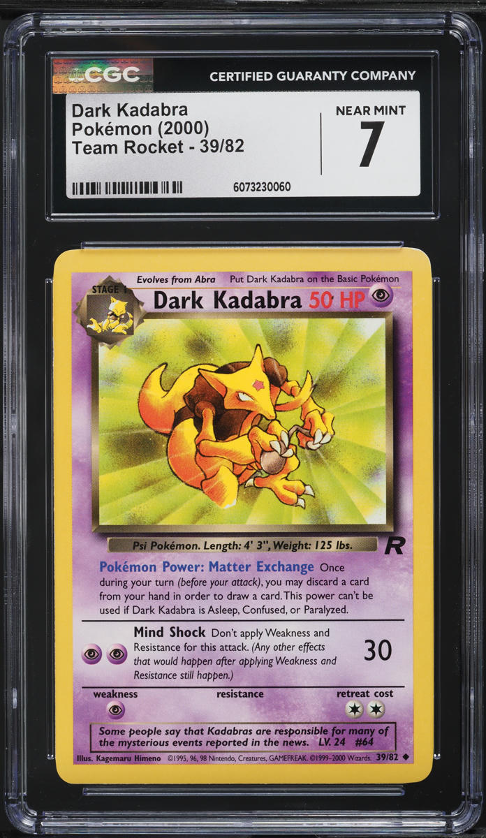 2000 Pokemon Team Rocket Dark Kadabra #39 CGC 7 NRMT