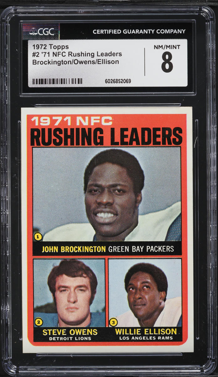 1972 Topps Football '71 NFC Rushing LDRS Brockington Owens Ellison #2 CGC 8