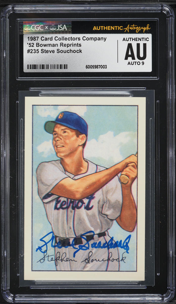 1987 Card Collectors Company '52 Bowman Reprints Steve Souchock AUTO CGC AUTH