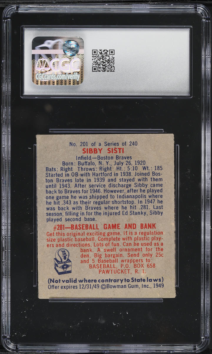 1949 Bowman Sibby Sisti #201 CGC 5 EX