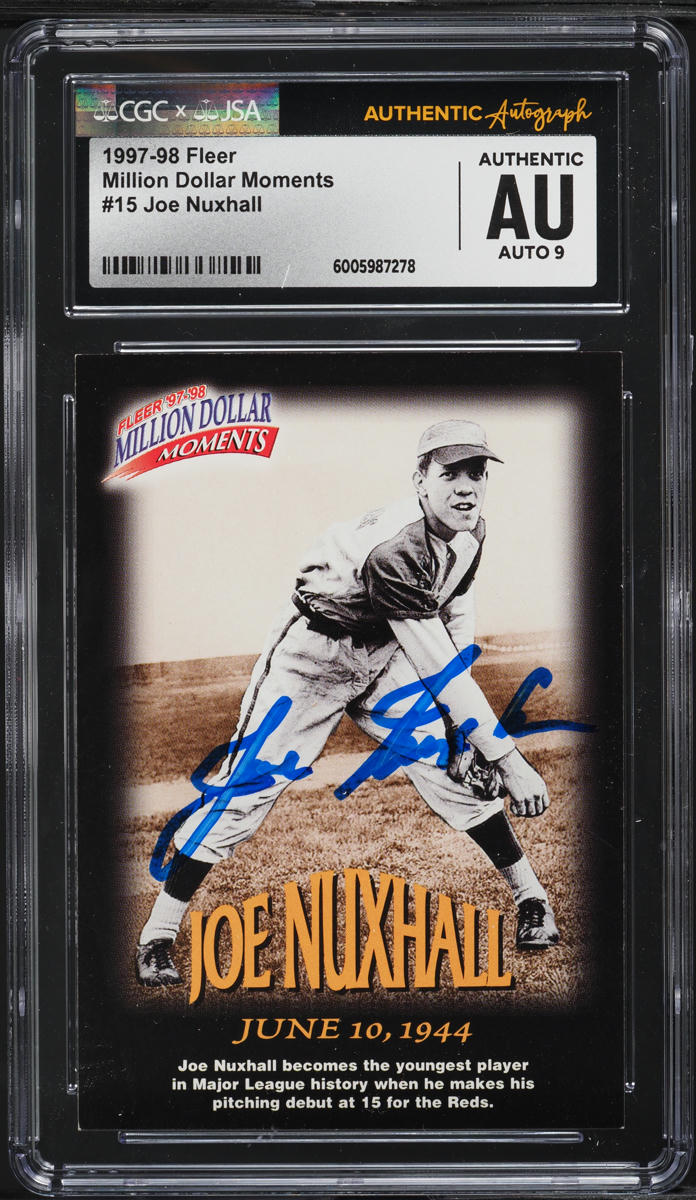 1997-98 Fleer Million Dollar Moments Joe Nuxhall AUTO #15 CGC AUTH