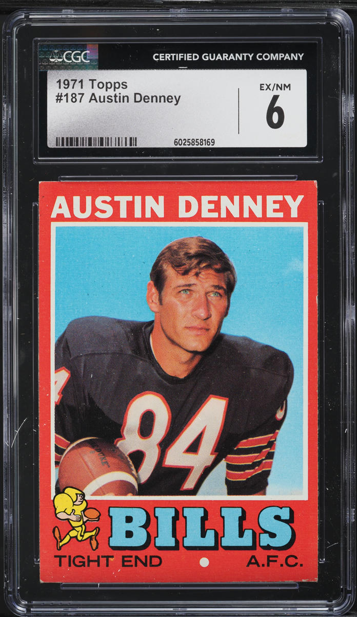 1971 Topps Football Austin Denney #187 CGC 6 EXMT