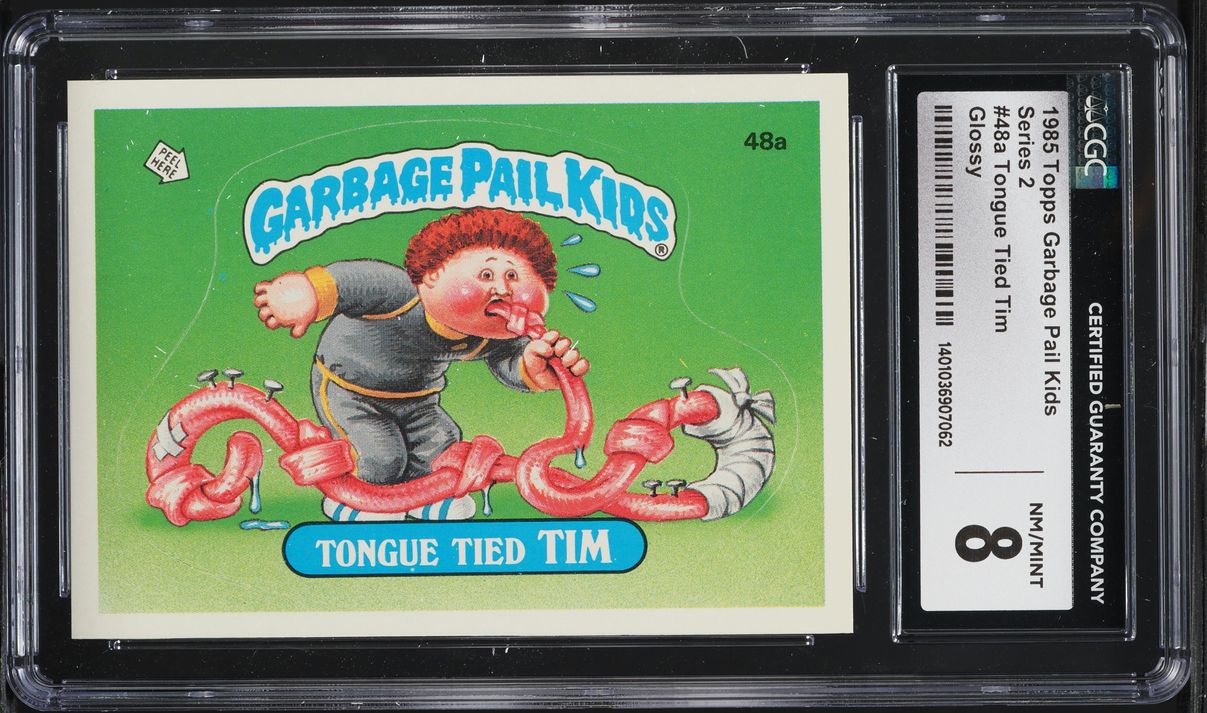 1985 Topps Garbage Pail Kids Series 2 Tongue Tied Tim GLOSSY #48a CGC 8 NM-MT