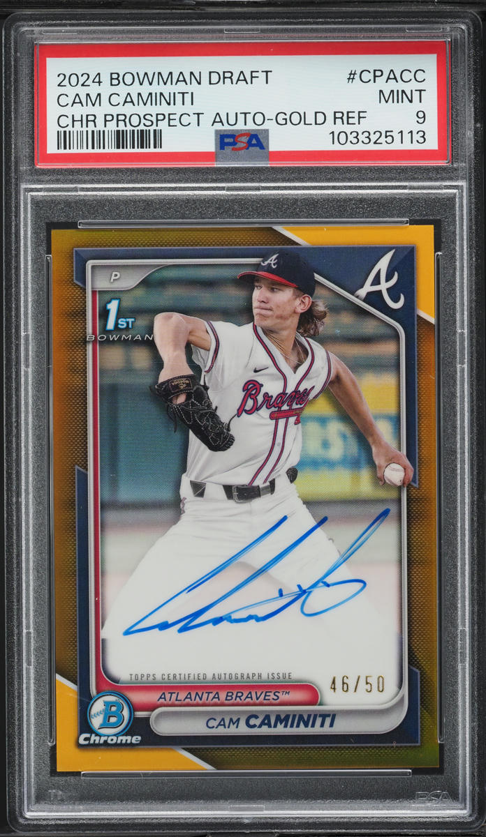 2024 Bowman Chrome Gold Ref Cam Caminiti PROSPECT AUTO /50 #CPACC PSA 9 MINT