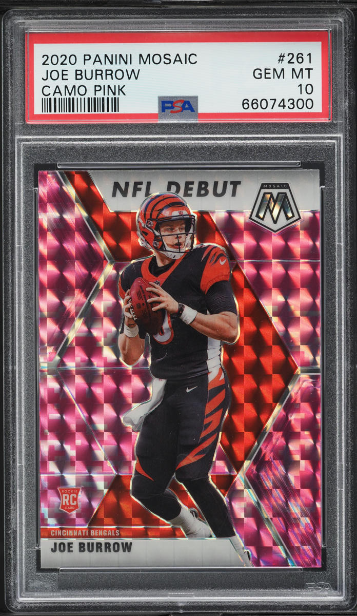 2020 Panini Mosaic Pink Camo Joe Burrow ROOKIE #261 PSA 10 GEM MINT