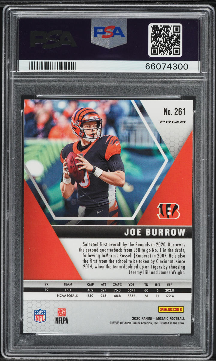 2020 Panini Mosaic Pink Camo Joe Burrow ROOKIE #261 PSA 10 GEM MINT