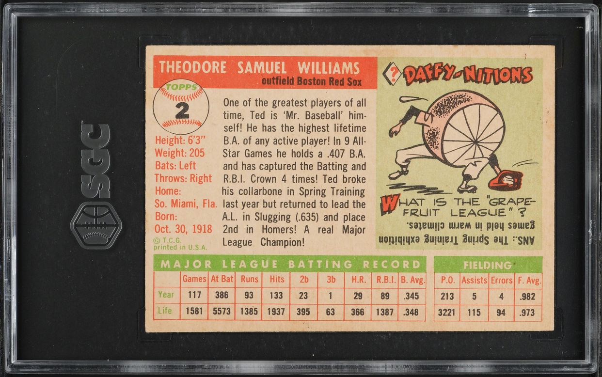 1955 Topps Ted Williams #2 SGC 4.5 VGEX+