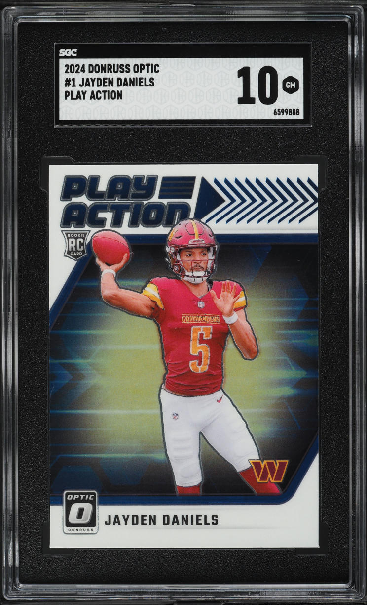 2024 Donruss Optic Play Action Jayden Daniels ROOKIE #1 SGC 10 GEM MINT