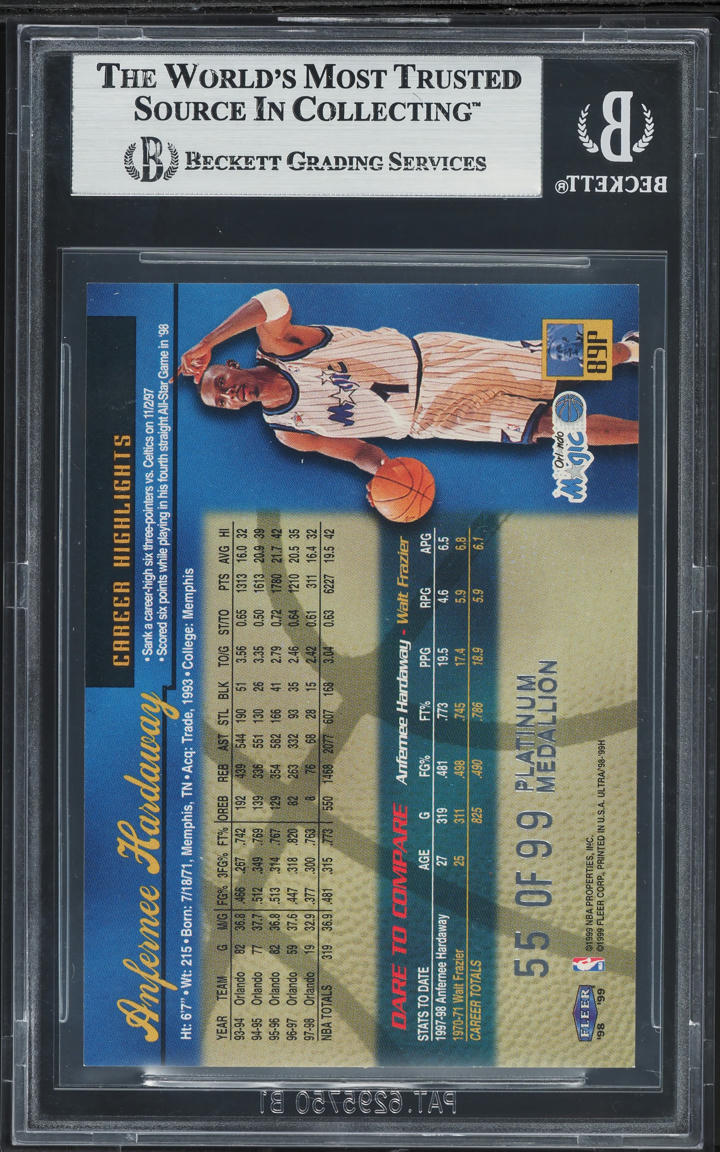 1998 Ultra Platinum Medallion Anfernee Hardaway /99 #89 BGS 8.5 NM-MT+