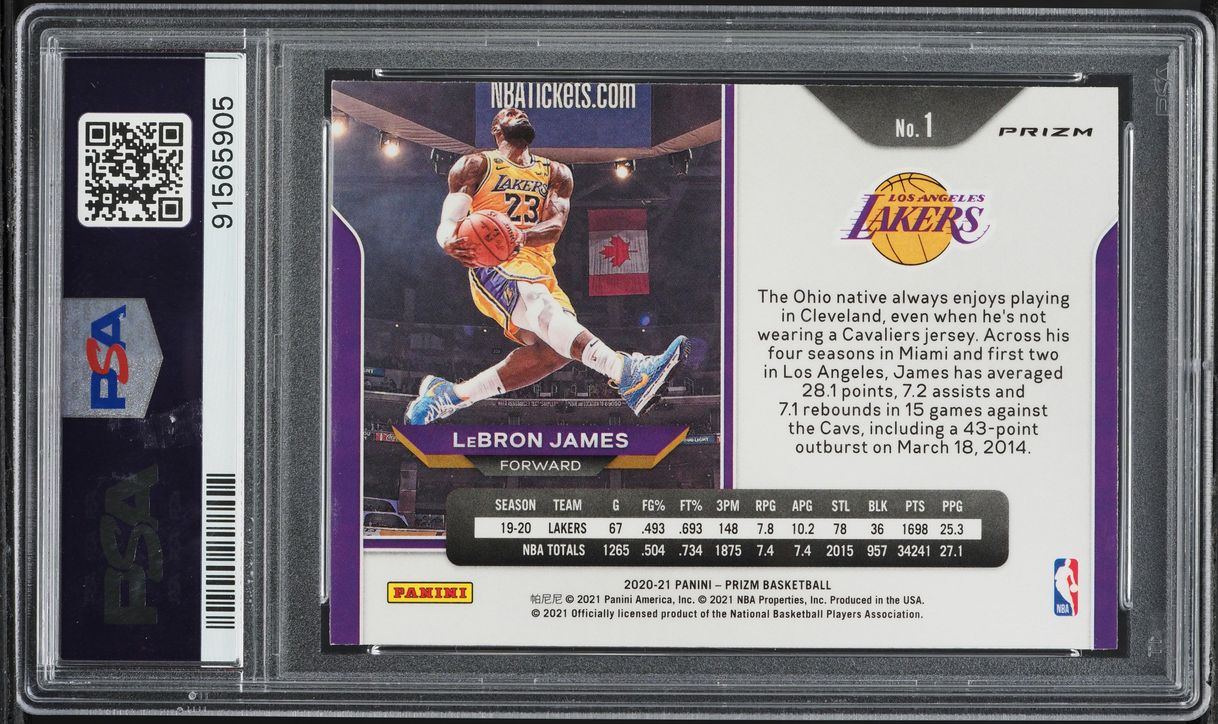 2020 Panini Prizm Red Ice LeBron James #1 PSA 9 MINT on Fanatics