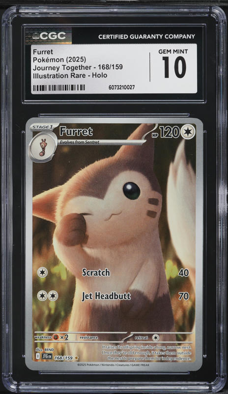 2025 Pokemon Scarlet & Violet Journey Together IR Furret #168 CGC 10 GEM MINT